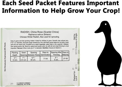 Radish seed packet with growing information, part of 43 Assorted Vegetable And Herb Seed Packets Stash With Over 10,000 Seeds Includes Mylar Storage