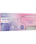 Box packaging of FlexiLamp Touch XL LED Nail Desk Lamp with removable clamp and flexible arm for salons and workspaces.