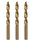 Workhorse Half Inch Cobalt Drill Bits Set Three Pack Heavy Duty Industrial Grade M35 Cobalt with 135 Degree Split Point displayed