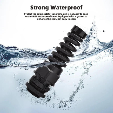 Two Pack NPT Three Quarter Inch Waterproof Cable Gland Cord Grip Strain Relief Connector submerged in water