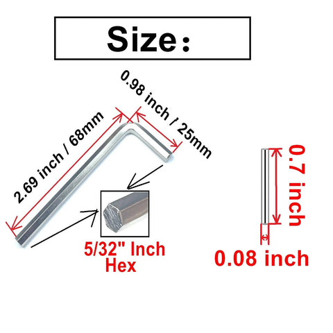 ZDingTech spring hinge tension pin kit: angled view of L-shaped 5/32 in hex wrench with stainless shelf pins (0.08 in dia).