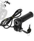 Full Twist 22mm Throttle Grip For E Bike And Scooter, with universal clamp, key lock, and cable for electric bicycles and scooters.