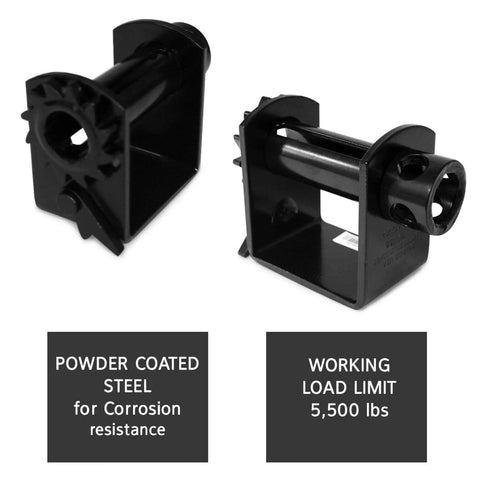 Heavy Duty Weld-On Winches for Flatbed Trailer Pack of 4 with powder coat finish and 5,500 lb work limit.