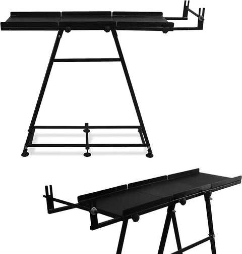 Heavy Duty Blacksmith Forge Stand For Single Double And Three Burner Propane Forges, 36 Inch black steel stand, side view.