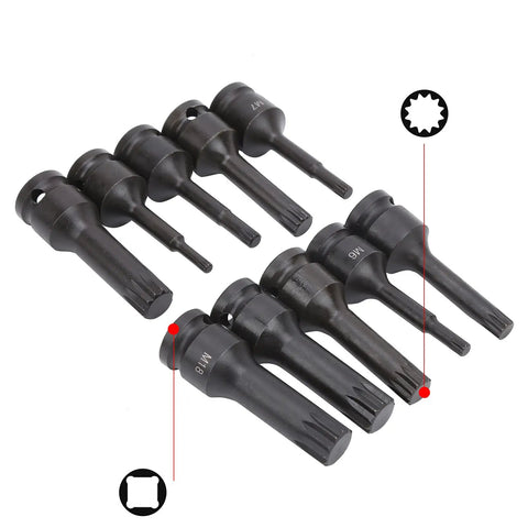 Grabsome 10 Piece Square Bit Socket Set Built Tough With Impact Ready CR-MO Steel Big Time Garage Gear For Heavy Duty Jobs Featuring M5 Through M18 Sizes Plus Nifty Storage Case You Gonna Love This Awesome Tool Kit, 10-piece square bits