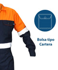 High Visibility Heavy Duty Coverall Tough As Nails Workwear With Reflective Trim showing front pocket and sleeve design.