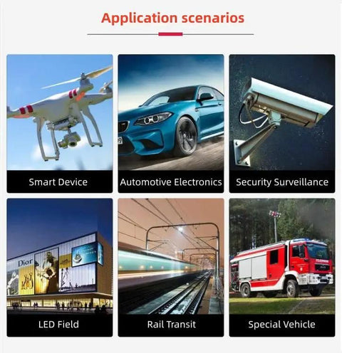 Heavy Duty Dc Step Up Voltage Regulator 12V To 24V 20 Amps 480W shown in various application scenarios like automotive and smart devices.