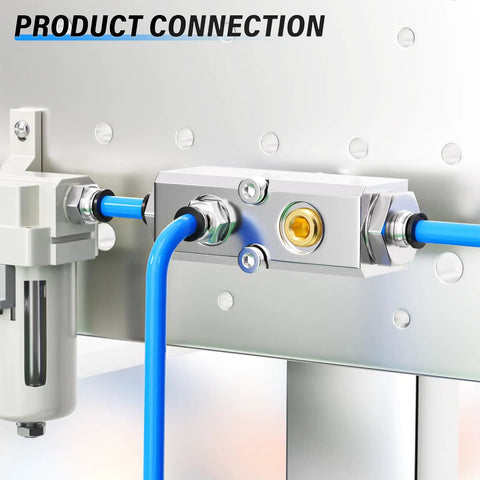 Heavy Duty Pneumatic Aluminum Manifold Block Kits 2 Way With 1/2 NPT Input And 1/4 NPT Output Air Exhaust Distribution installed