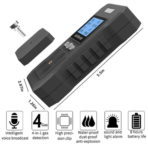 4 Gas Portable Monitor With Rechargeable Battery And LCD Display Detects H2S O2 CO And LEL Four Gas Detector With 120dB Alarm