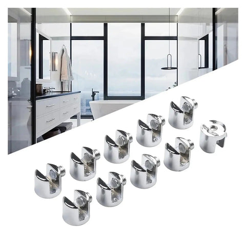 Set Of 50 Heavy Duty Glass Shelf Support Clamps For 6mm And 8mm Glass, Chrome Zinc Alloy Brackets in modern interior