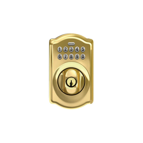 Lock Down Your Doorway With This Sleek Electronic Keypad Deadbolt That Comes Straight Up Preprogrammed For Smooth Keyless Entry And Holds Up To Nineteen Custom Codes In Bright Brass