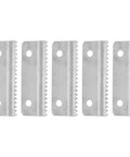 Five Pack Tape Dispenser Cutter Blades Refills for Industrial Tape Gun Replacement Rotary Blades for Fast Sealing and Edge Retention in Pro Grade Heavy Duty Packaging Tools, five silver steel blades