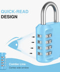 Front view of blue Four Digit Outdoor Waterproof Padlock For Locker And Storage A Tough Zinc Alloy Lock with quick-read design