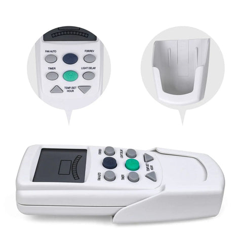 Ceiling Fan Remote Control Replacement For Hampton Bay Thermostatic with reverse button, display and battery compartment visible.