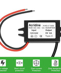 Rugged 12V/24V To 5V USB C Buck Converter 3A 15W Type C Output Waterproof Charging Module with protection features for Raspberry Pi 4