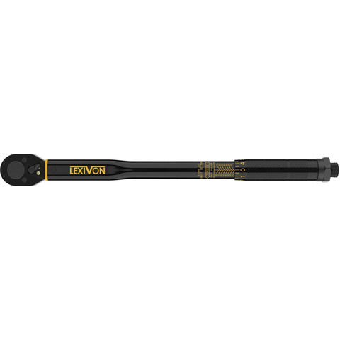 Three Eighth Inch Drive Click Torque Wrench with Ten to Eighty Foot Pounds and Thirteen Point Six to One Hundred Eight Point Five Newton Meters