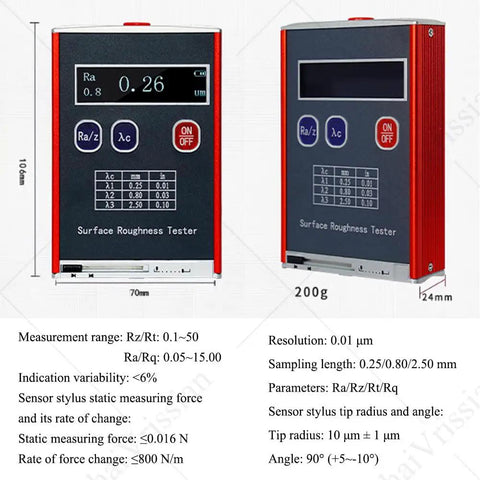 Digital Handheld Roughness Tester Pro Grade With Standard Calibration Block For Industrial Measurement Delivers Crisp Readings On Ra Rq Rz Rt Across Flat Curved And Tapered Surfaces Ideal For Glass Block Inspection, 70mm wide