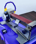 Knockout 600W Electric Knife Sharpener With Water Cooled Belt Sander And Variable Speed Wet Dry Grinder Featuring Polishing Wheel, side view.