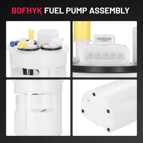 Electric Fuel Pump Assembly Fits Dodge Dakota 1991-1995 2.5L L4 3.9L V6 5.2L V8 Replaces E7050M P74654M showing top and side views.