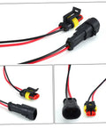 Grab These Sweet 12 Piece Auto Electrical Quick Connectors To Spice Up Your Wire Harness Kit With Gnarly Weather Proof Seals For Durable Car Maintenance. Black waterproof auto electrical quick connectors with red and black wires