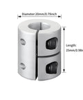 6mm To 6mm Shaft Coupling 25mm Length 20mm Diameter 6061 T6 Aluminum Joint for CNC and 3D Printer Motors, front view
