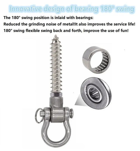 Heavy Duty Bearing Hanger For Yoga Hammock Chair And Playground Use, 1500 Lbs, Anti Rust, 180 Degree Swing with Bearings