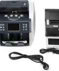 Zero Stress Multi Currency Money Counter With Auto Bill Scanner And Sharp Lcd Display For Mixing Global Bills Cis Enabled Detects Doubles Or Folds Right Quick Heavy Duty Cash Checker with LCD display and accessories.