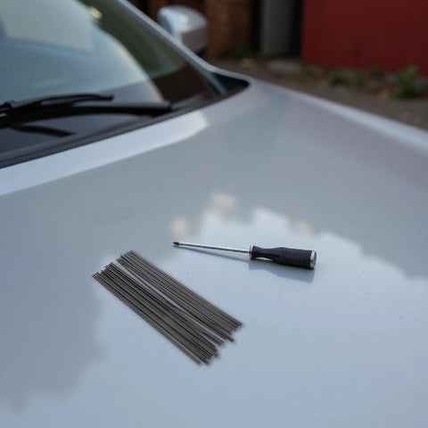 50 Pack Plastic Welding Rods 20cm Black PP Welding Sticks For Auto Body Bumper Scratch And Crack Repair Kit on car hood
