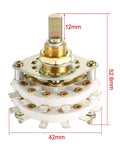 Band Selector Rotary Switch 2 Pole 11 Position, 2 Deck, 24 Pin, 9mm Thread, 6mm Shaft for Radio, TV, Industrial Controls