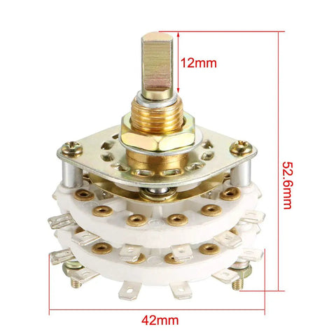 Band Selector Rotary Switch 2 Pole 11 Position, 2 Deck, 24 Pin, 9mm Thread, 6mm Shaft for Radio, TV, Industrial Controls