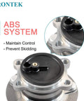 Close-up of rear wheel hub and bearing assembly 512519 for Mazda CX 5 2014 2020 with ABS system for 5 lug FWD installation.