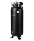 Quiet Badass 80 Gallon Air Compressor 6.5 HP Oil Free Tank showcasing its black tank and pressure gauge, designed for heavy industrial use.