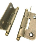 Hidden Barrel Cabinet Hinges Classic Brass 2 Pack For Worktop Doors And Cabinets, smooth brass finish, shown in open position.