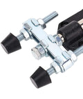 Close-up of Push Pull Clamp Dual Head Toggle Clamp in Carbon Steel, 90kg Clamping Force, 20mm Stroke, with metal and rubber details