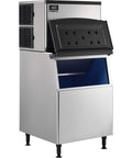 Heavy Duty Modular Ice Maker With 275 Pound Storage Bin Delivering 500 Pounds Daily Air Cooled Build with black lid open