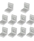 10 Pack 1515 Series Aluminum Inside Corner L Bracket Connector For Extruded Aluminum 2 Hole 1.5 Inch By 1.5 Inch By 1.31 Inch
