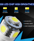 Close-up of the 3030 LED chip high brightness for Upgrade Your Ride With 194 LED Bulbs Pack Of 10 6000K White T10 2825 W5W 5SMD.