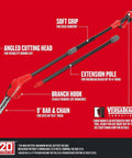 Cordless Pole Saw With 14 Foot Reach, 8 Inch Bar, 4.0Ah Battery And Charger Included, Angled Head For Precise Cuts, extension pole