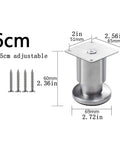 Heavy Duty Stainless Steel Furniture Legs Set Of 4 With Screws, Adjustable Feet For Sofa, TV Stand, Bed, And Desk, Replacement Cabinet Feet