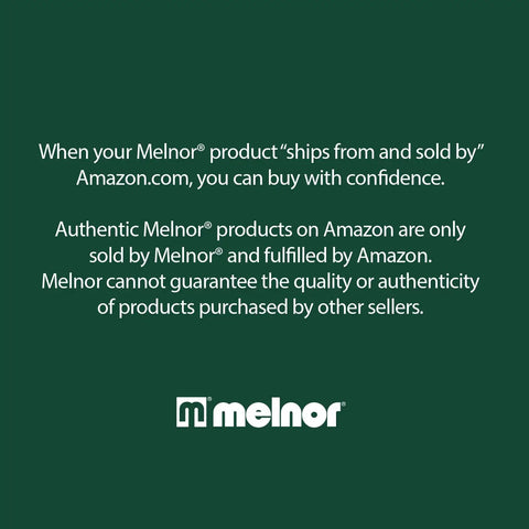 Melnor authenticity message about buying directly from Amazon for quality assurance, white text on dark green background