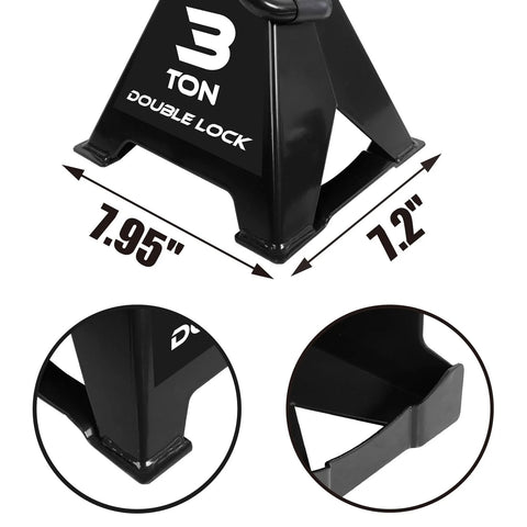 Front view of Torin AT43005AB 3-ton steel jack stands with double locking pins, black, pair.