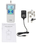 500N Digital Force Gauge Push And Pull Tester With Built In Lithium Battery For Industrial QC Engineers Portable Gauge For Killer Push Pull Measurements In Manufacturing And Lab US Plug, shown with accessories