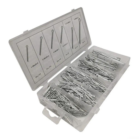 555 Piece Zinc Plated Cotter Pin Assortment Kit With R Clips Hair Pins For Automotive Repair Tractor Accessories And Small Engine Maintenance Heavy Duty Fasteners Set Durable Must Have Gear For Quick Fixes, clear case