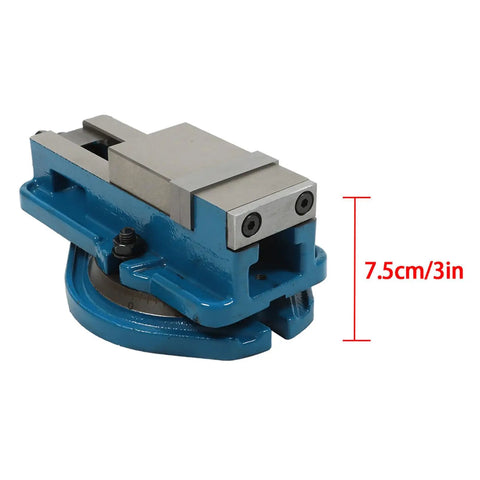 2 Inch Precision Milling Vise With 360 Degree Swivel Base For Milling And Drilling Machines, Blue Clamp Vise, side view
