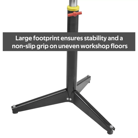 Close-up of base of Deluxe Pro Grade Variable Height Dust Extraction Hood With Flexible Rubber Cuff showing stability on floor.