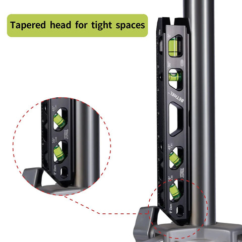 Magnetic Torpedo Level With Four Vials, V Groove And Magnet Track, Aluminum Alloy Build, Pro Grade High Viz Black 9 Inch