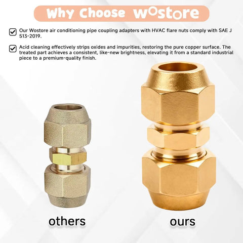 Comparison of 2 Pack Copper Pipe Connectors For Hvac Air Conditioning Repair Weld Free Couplings With Flare Nuts Solid Copper.