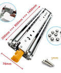 Pair Of Heavy Duty Ball Bearing Drawer Slides With Integrated Safety Lock Full Extension Metal Runners Smooth Glide No Sweat Side Mount Install For Kitchen Cabinets Cars And Storage Shelves 486 Lb Capacity showing dimensions and parts.