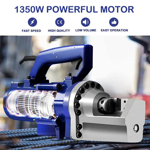 1350 Watt Heavy Duty Electric Rebar Cutter Cuts Up To 7/8 Inch Steel Bars Including 4 To 22 Mm #7 Rebar With Sharp Jaw Blades.