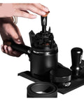 Dope Espresso WDT Tool Featuring Nine Pin Rotary Stirrer in action, designed for clump-free coffee extraction.